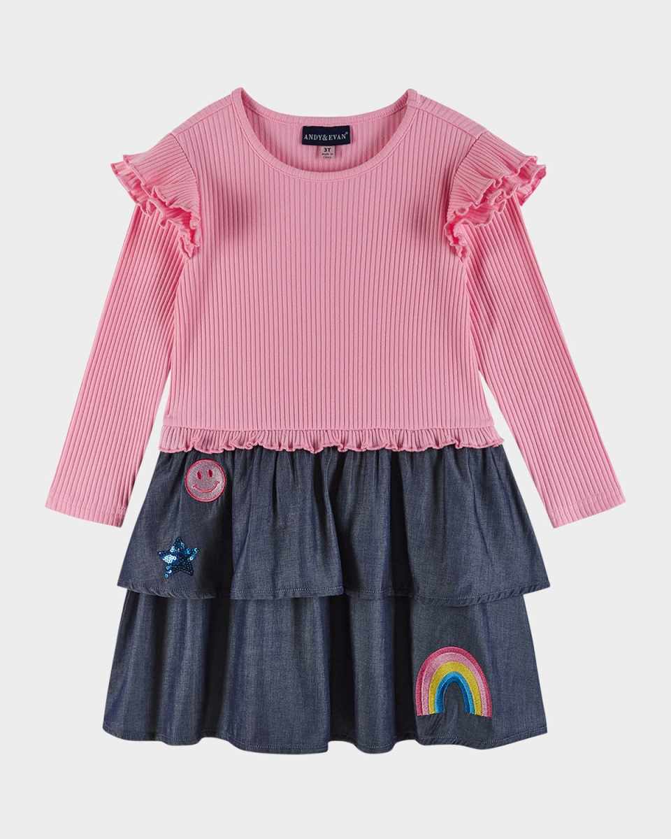 Girl's Rib Knit Tiered Skirt Combo Dress, Size 2T-